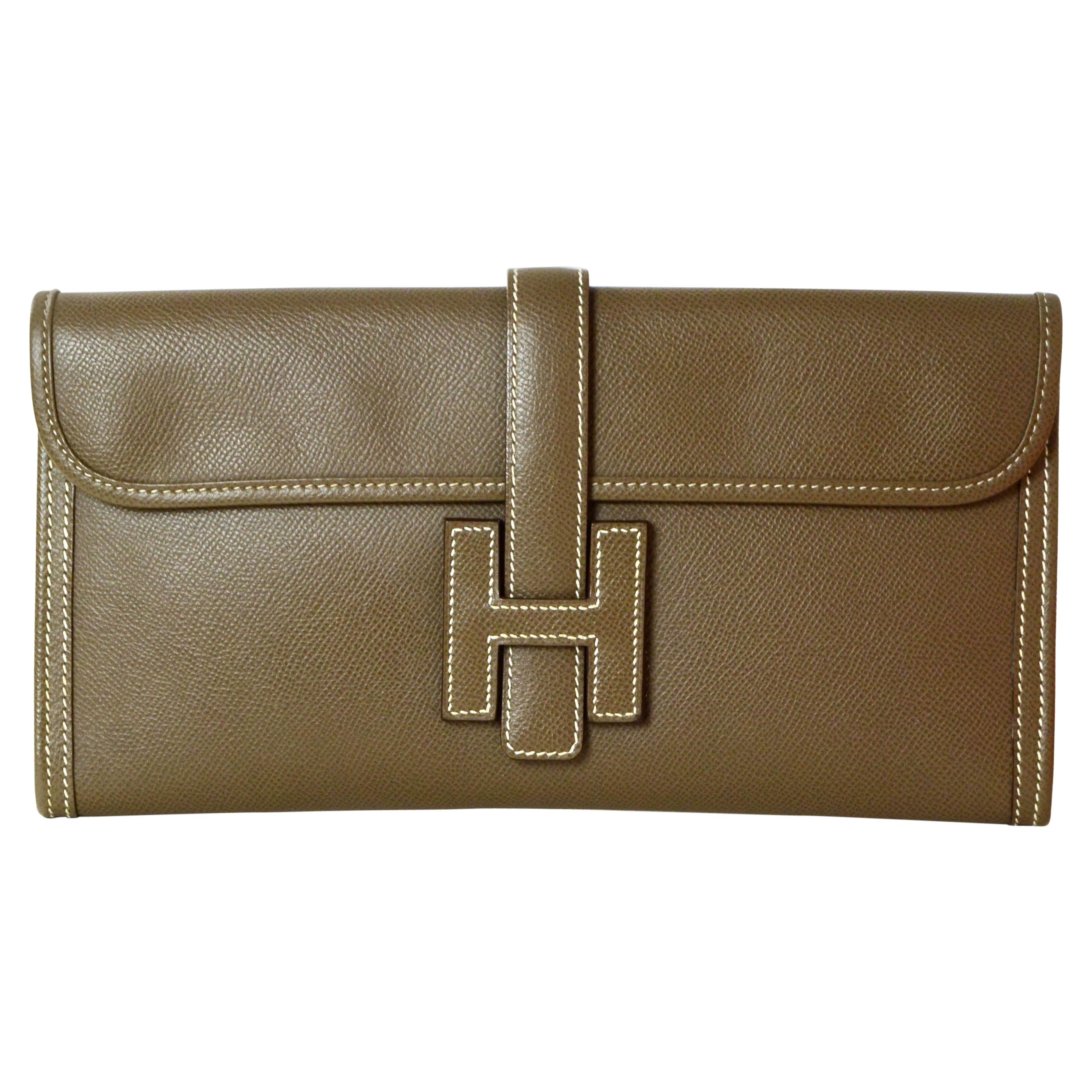Hermes Etoupe Epsom Leather Jige Elan 29 H Clutch Bag rt. $3, 525