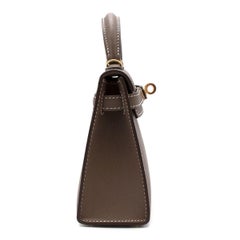 Hermes Etoupe Epsom Leather Mini Kelly Sellier II GHW