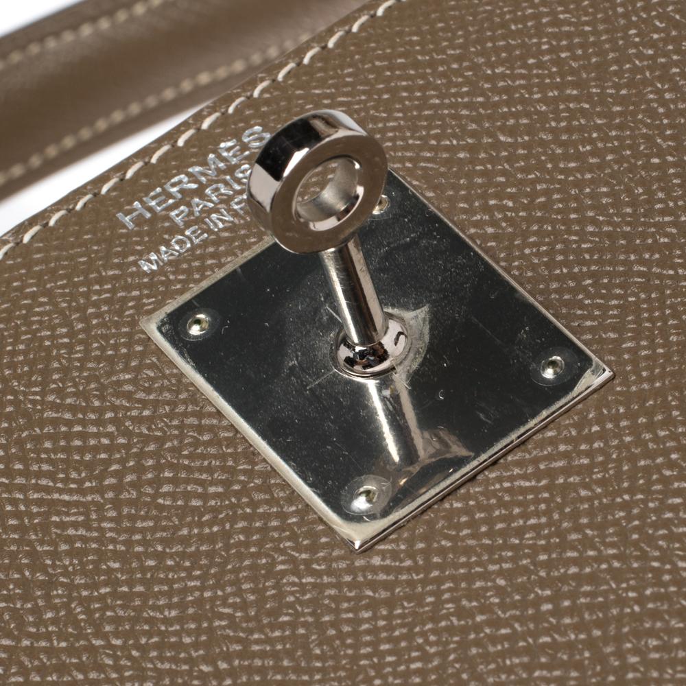 Hermes Etoupe Epsom Leather Palladium Hardware Kelly Sellier 35 Bag 7