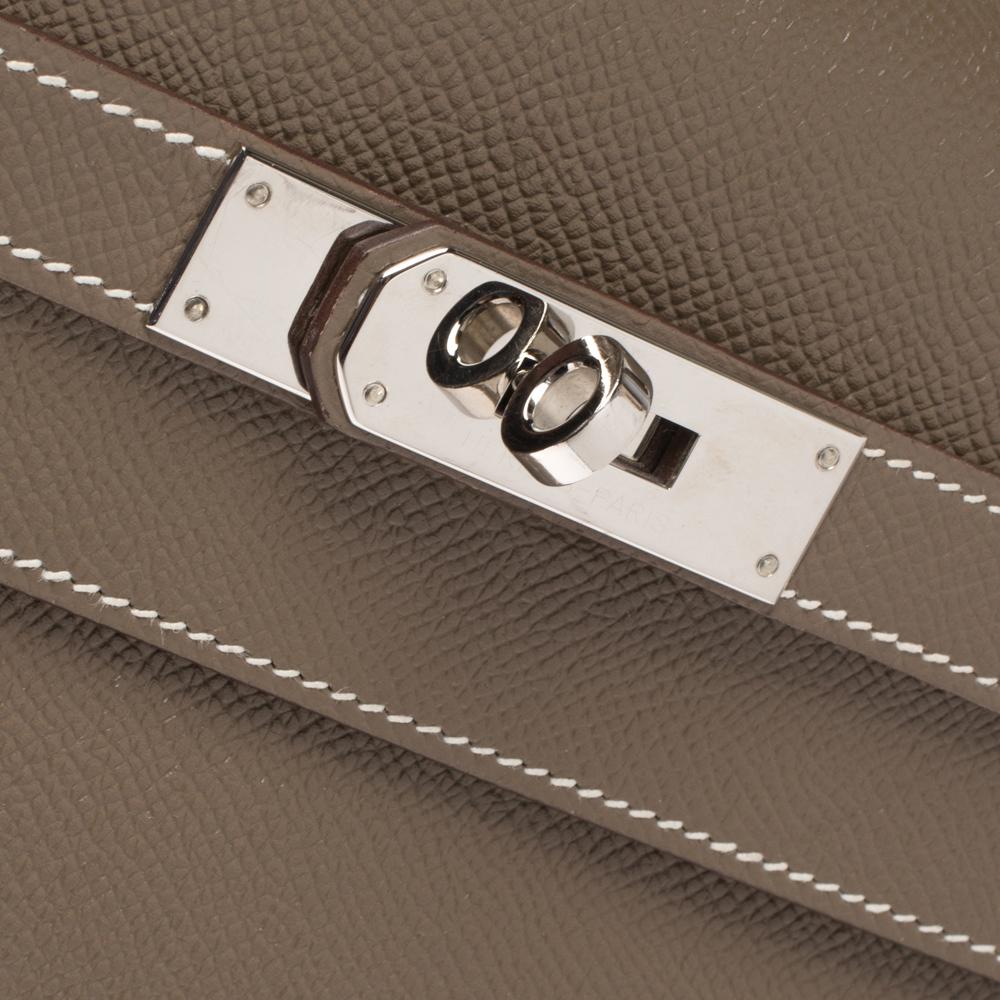 Hermes Etoupe Epsom Leather Palladium Hardware Kelly Sellier 35 Bag 13
