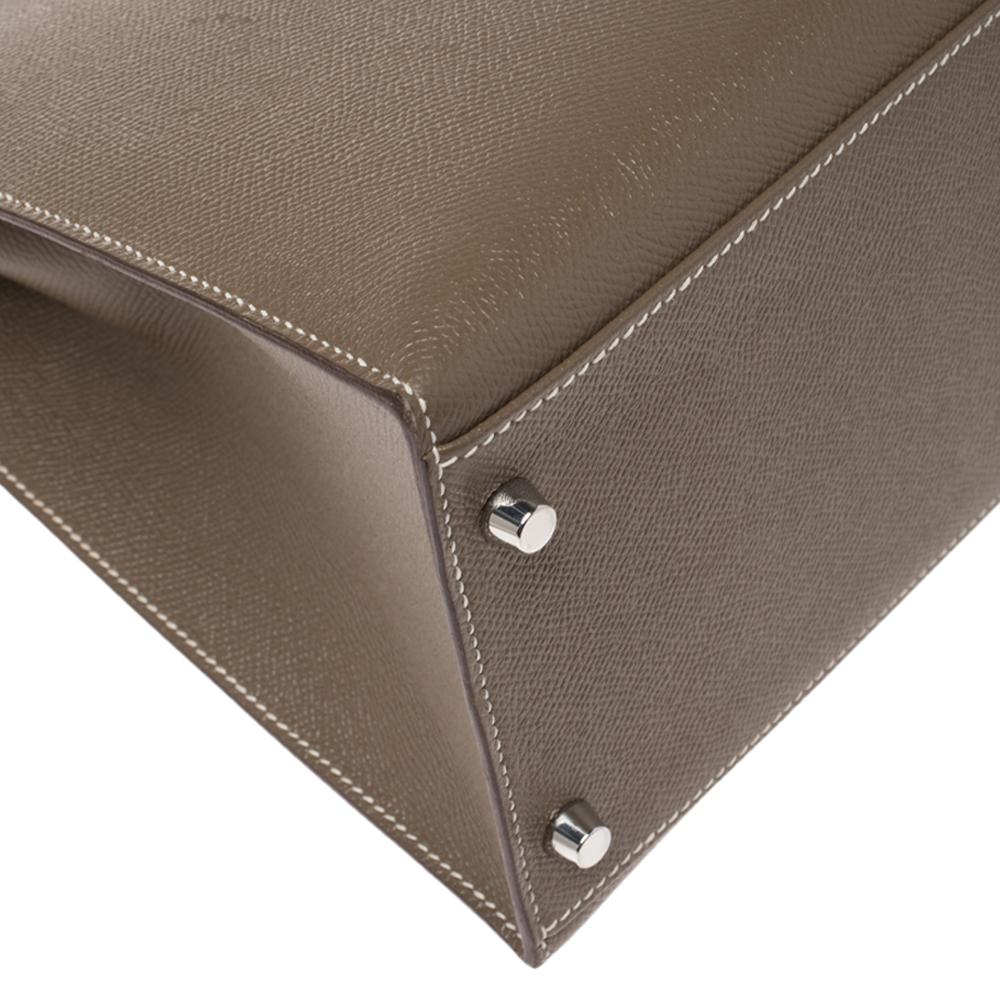 Hermes Etoupe Epsom Leather Palladium Hardware Kelly Sellier 35 Bag 2