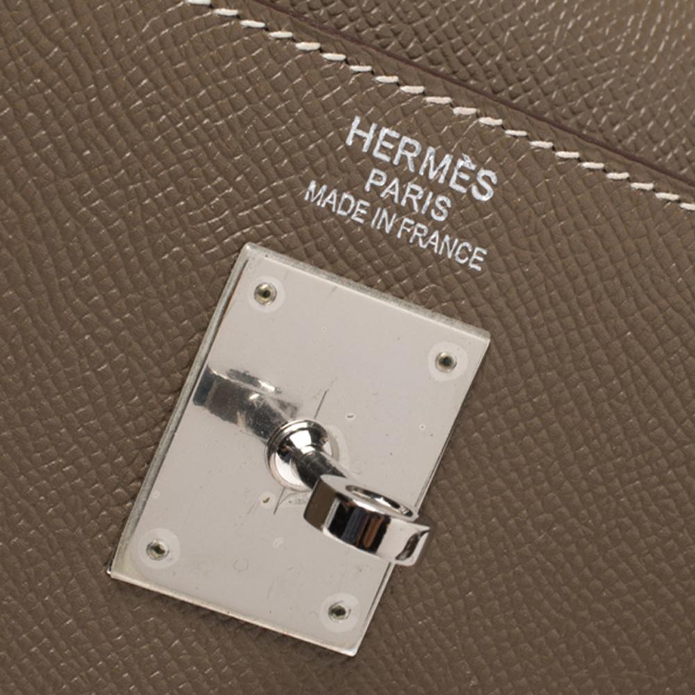 Hermes Etoupe Epsom Leather Palladium Hardware Kelly Sellier 35 Bag 4