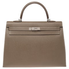 Hermes Etoupe Epsom Leather Palladium Hardware Kelly Sellier 35 Bag