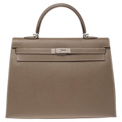 Hermès Etoupe Epsom Cuir Palladium Hardware Sac Kelly Sellier 35