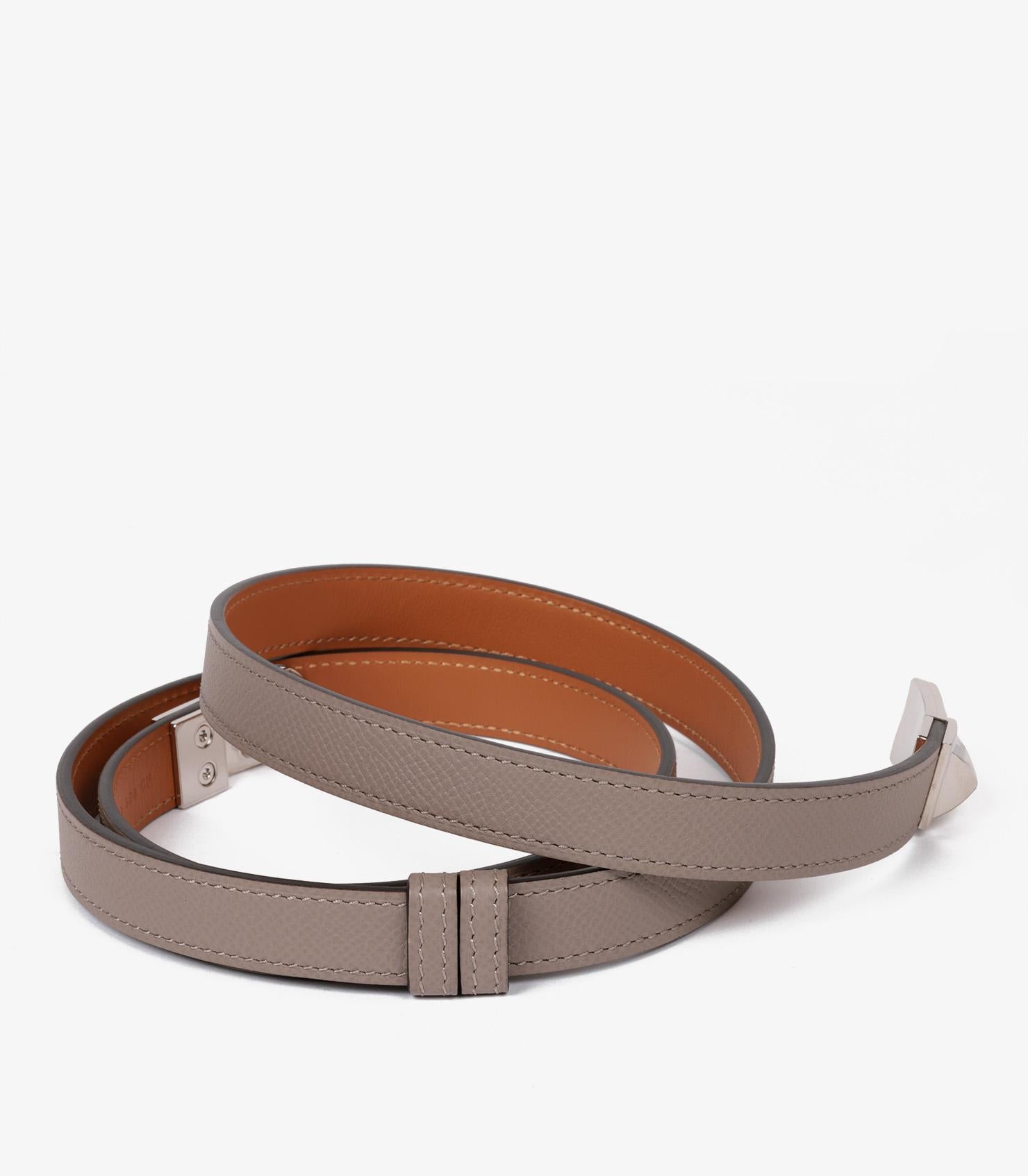 Brown Hermès Etoupe Epsom Leather Rivale 18 Belt