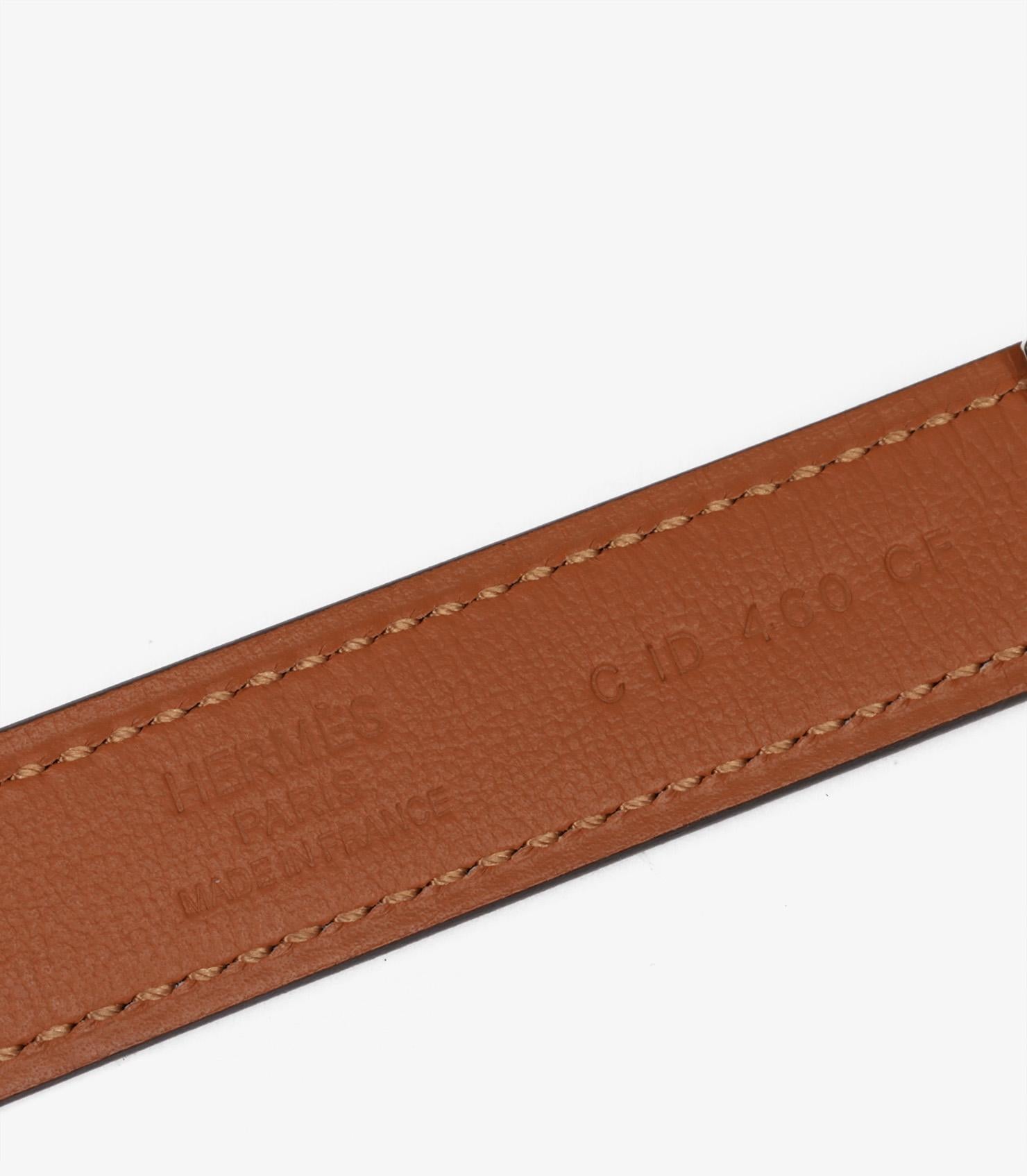 Women's or Men's Hermès Etoupe Epsom Leather Rivale 18 Belt