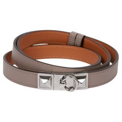 Hermès Etoupe Epsom Leather Rivale 18 Belt