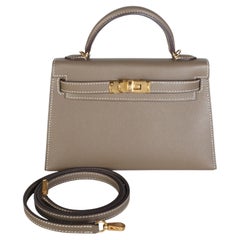 Hermès Etoupe Epsom Sellier Mini Kelly II 20 GHW