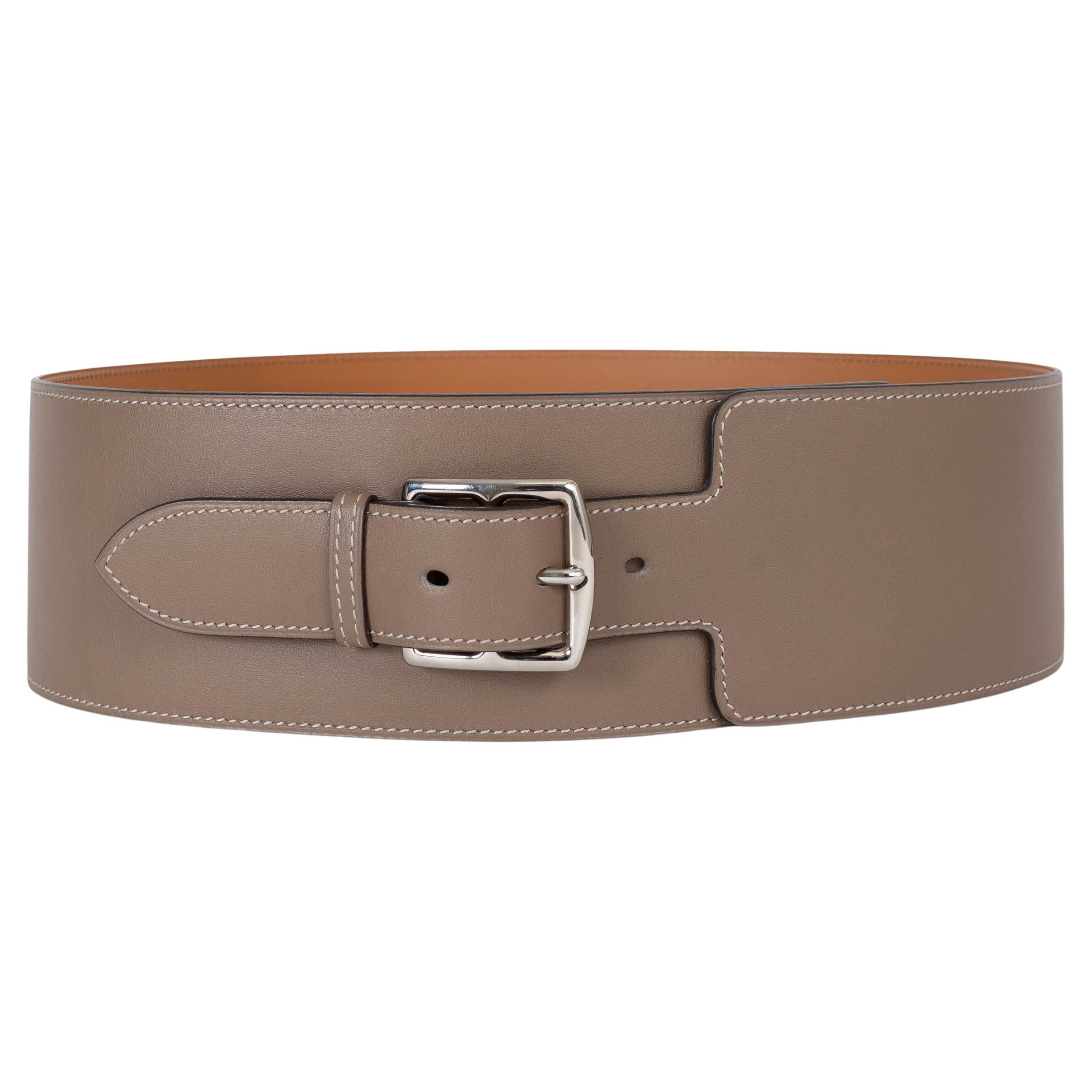 HERMES Etoupe Evergrain leather 2010 ROMY 80 Belt 85