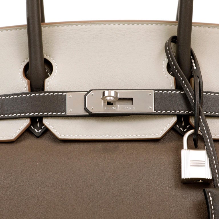 Hermès Etoupe Grey Black Tri Color Swift Leather 30 cm Birkin For Sale at  1stDibs