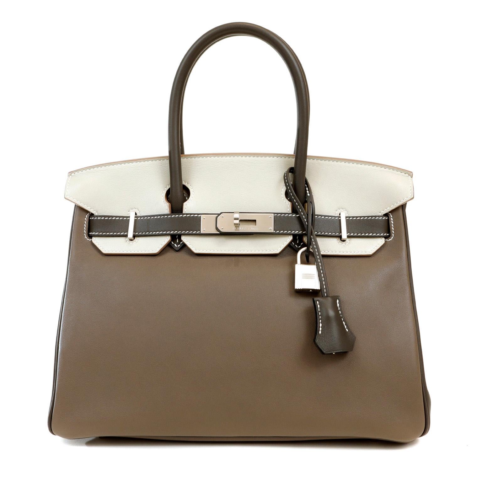 35cm Genuine Leather Shopper Tote Handbag Top Handle Satchel Etoupe