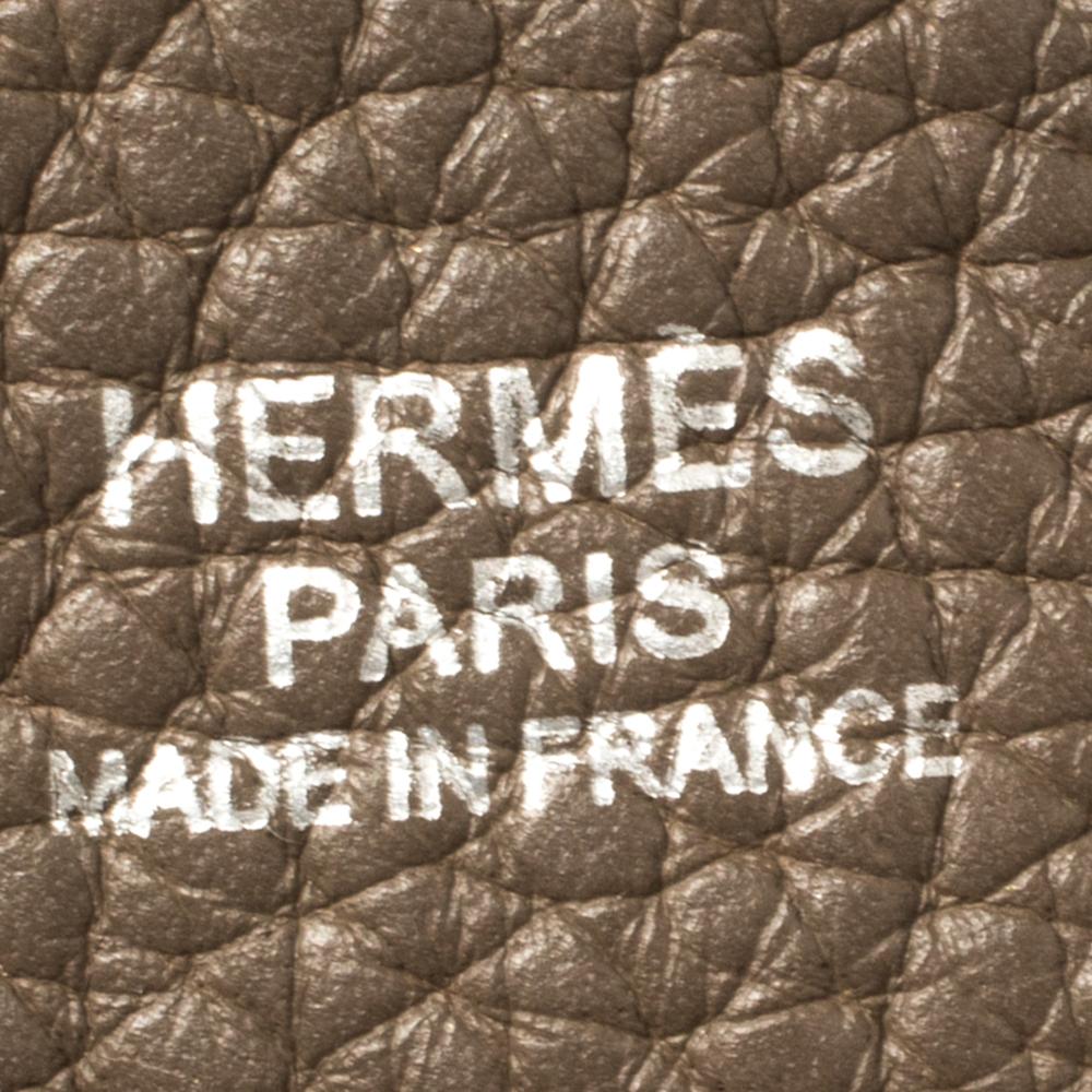 Brown Hermes Etoupe Grey Taurillon Clemence Leather Evelyne III PM Bag