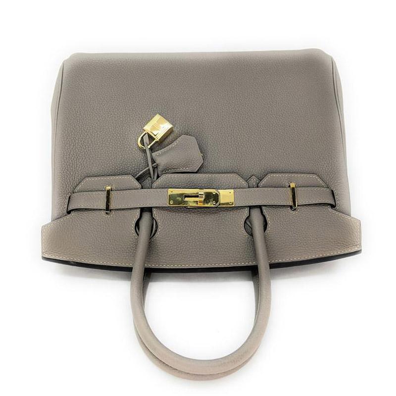 Brown Hermès Etoupe Grey Togo Birkin 25 Handbag GHW Satchel