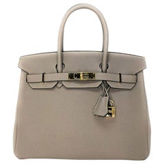 Hermès Etoupe Grey Togo Birkin 25 Handbag GHW Satchel