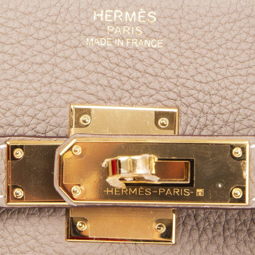 HERMES Etoupe grey Togo leather & Gold BIRKIN 35 Bag 1