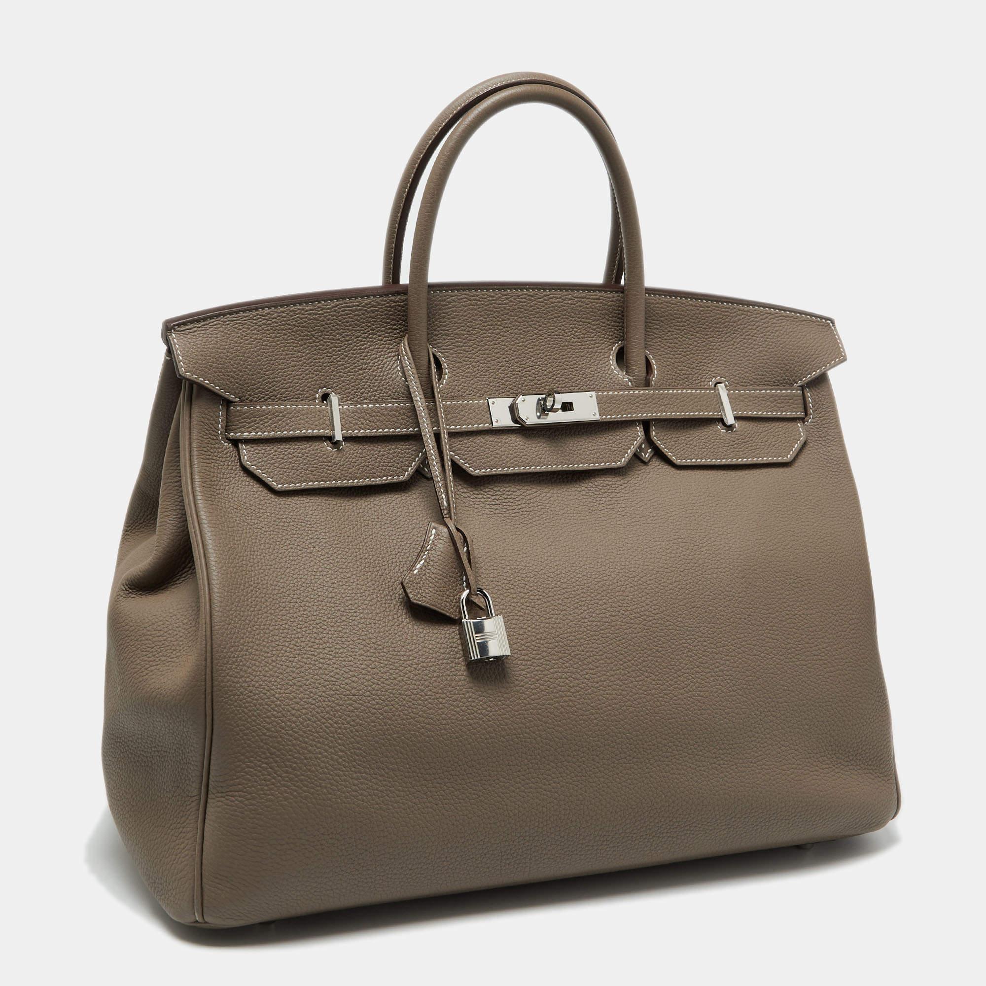 Gray Hermes Etoupe Grey Togo Leather Palladium Finish Birkin 40 Bag For Sale