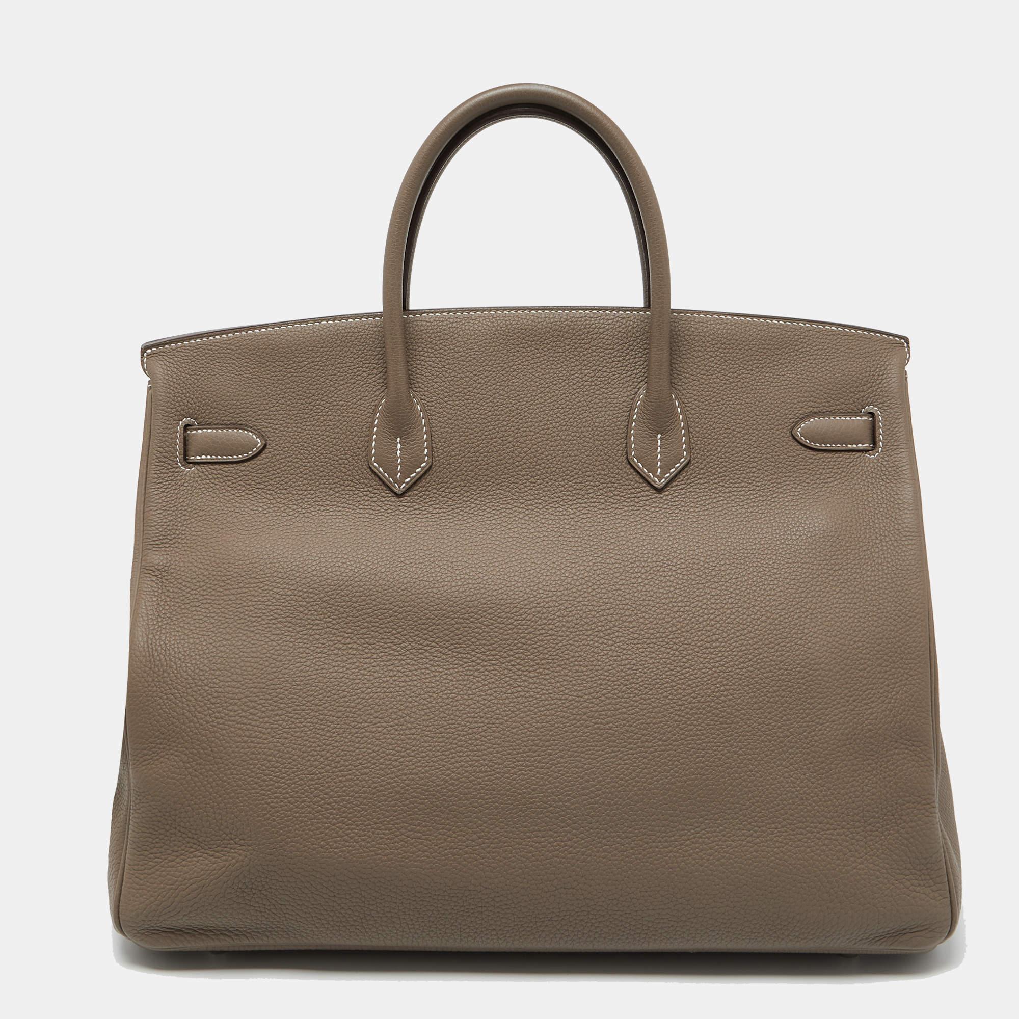 Hermes Etoupe Grey Togo Leather Palladium Finish Birkin 40 Bag In Good Condition For Sale In Dubai, Al Qouz 2