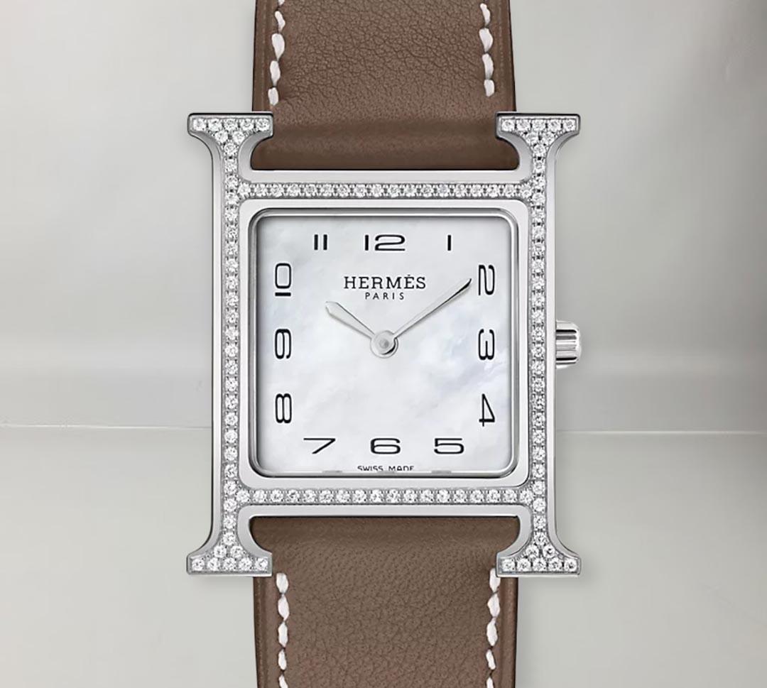 Diamond-set steel watch, 