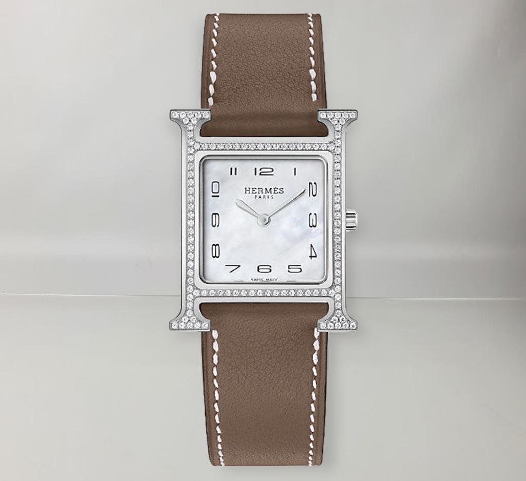 Hermes Étoupe Heure H watch, Medium model, 30 mm In New Condition In Nicosia, CY