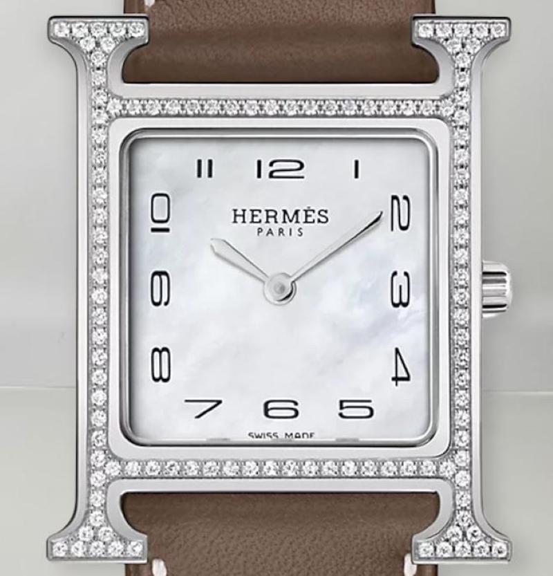 Women's Hermes Étoupe Heure H watch, Medium model, 30 mm
