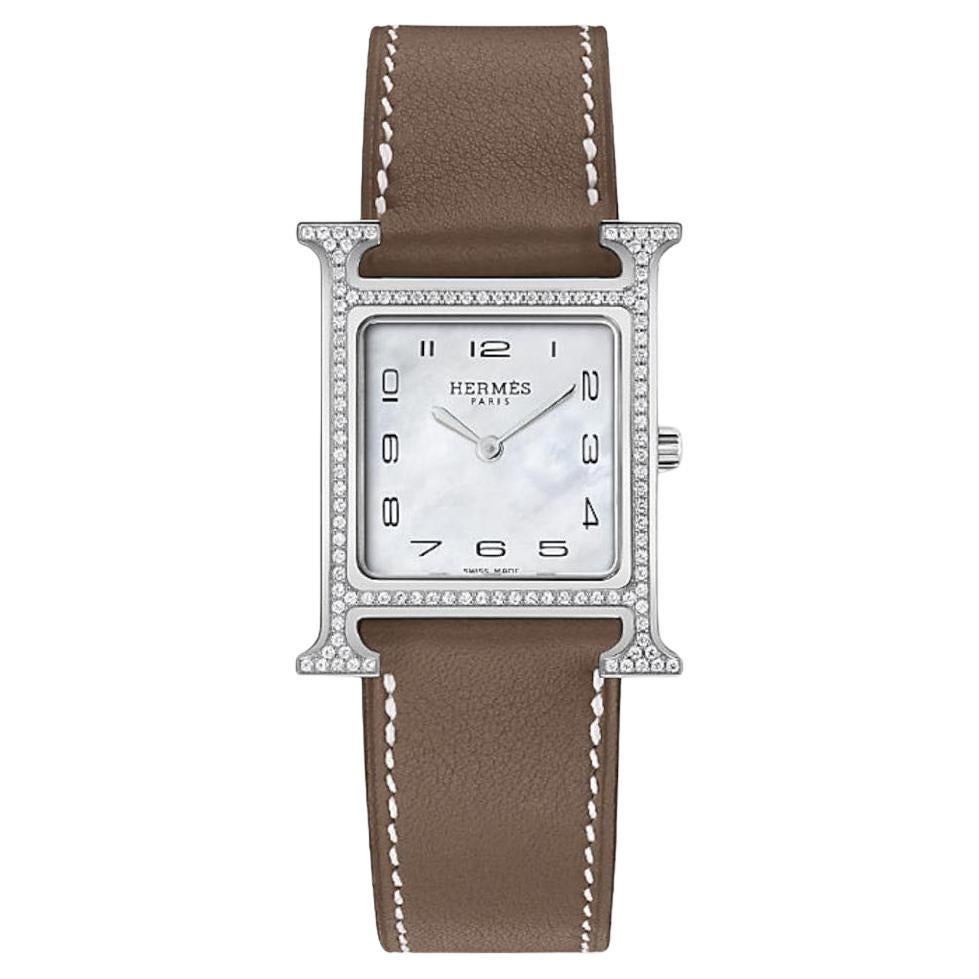 Hermes Étoupe Heure H watch, Medium model, 30 mm