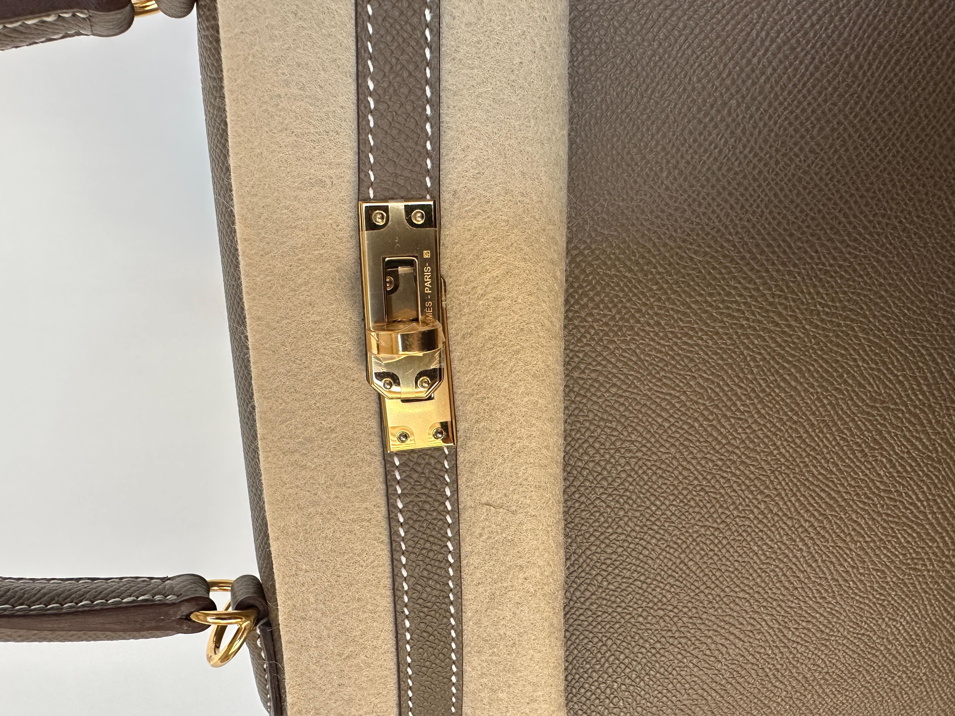 Hermes Etoupe Kelly 25  Bolso Epsom Sellier Herrajes Dorados en venta 5