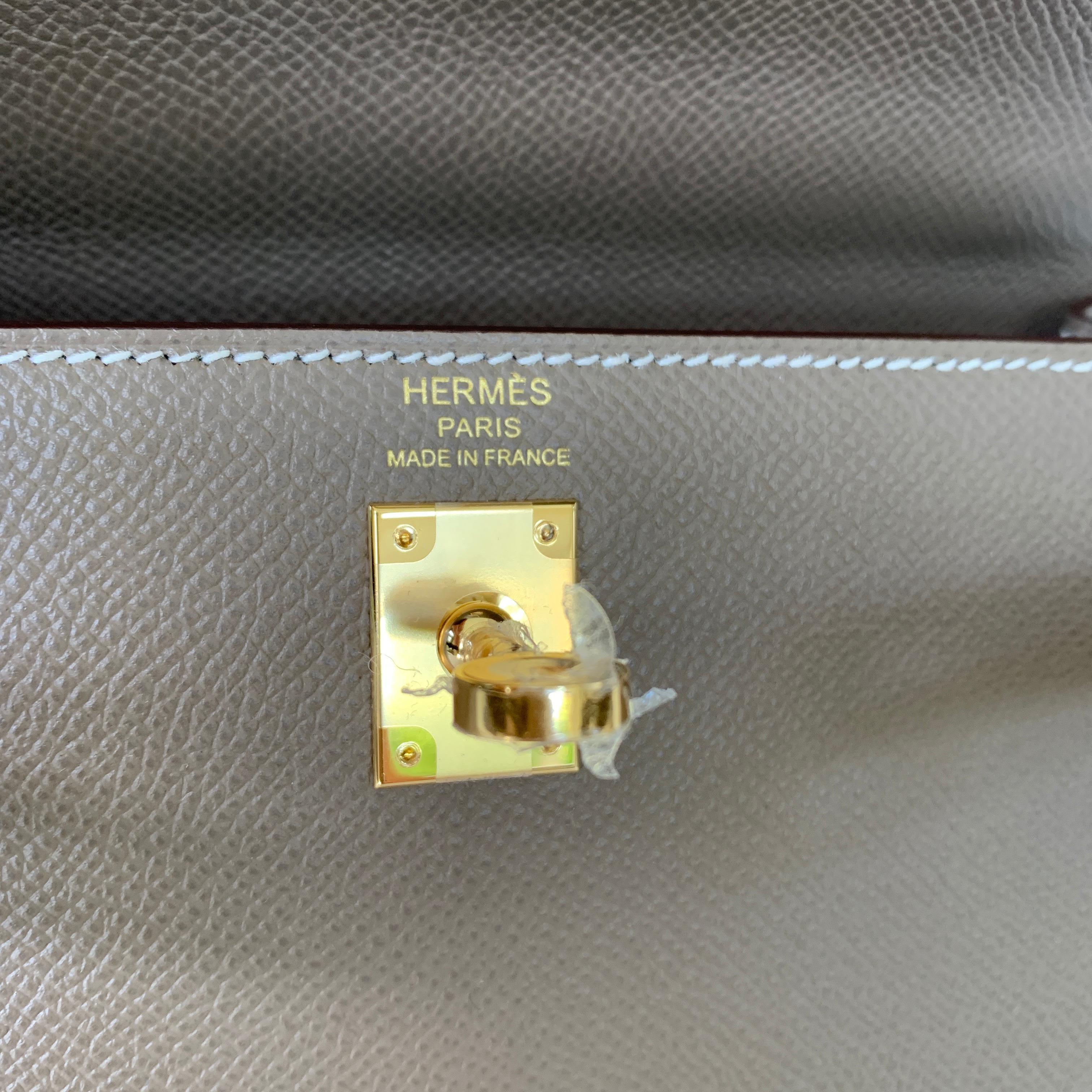 Brown Hermes Etoupe Kelly 25  Epsom Sellier Bag Gold Hardware