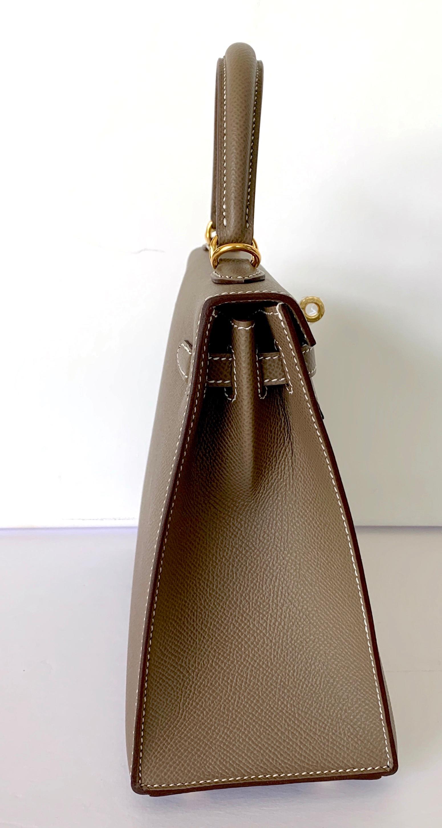 Hermes Etoupe Kelly 25  Epsom Sellier Bag Gold Hardware 1