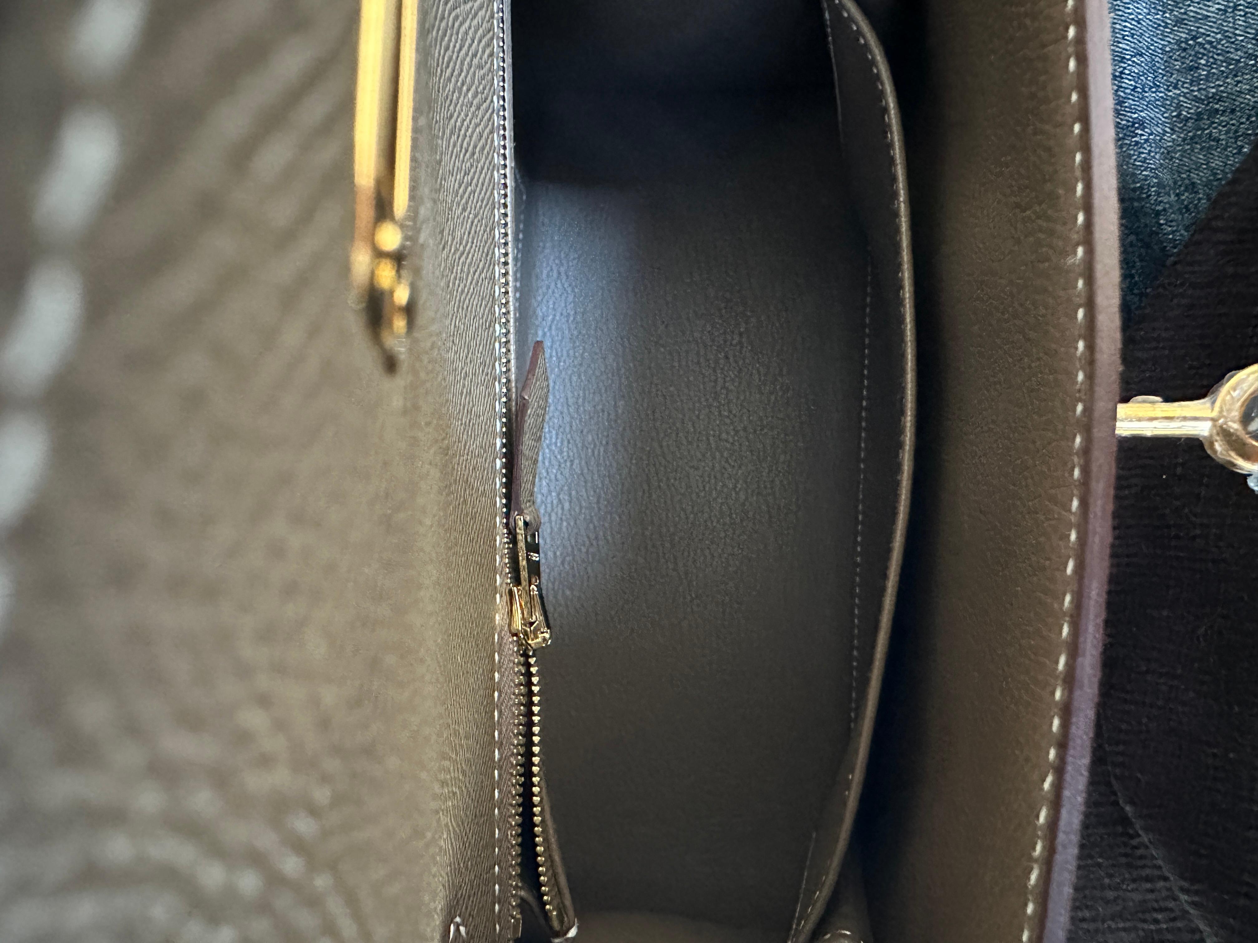 Hermes Etoupe Kelly 25  Epsom Sellier Bag Gold Hardware U  5