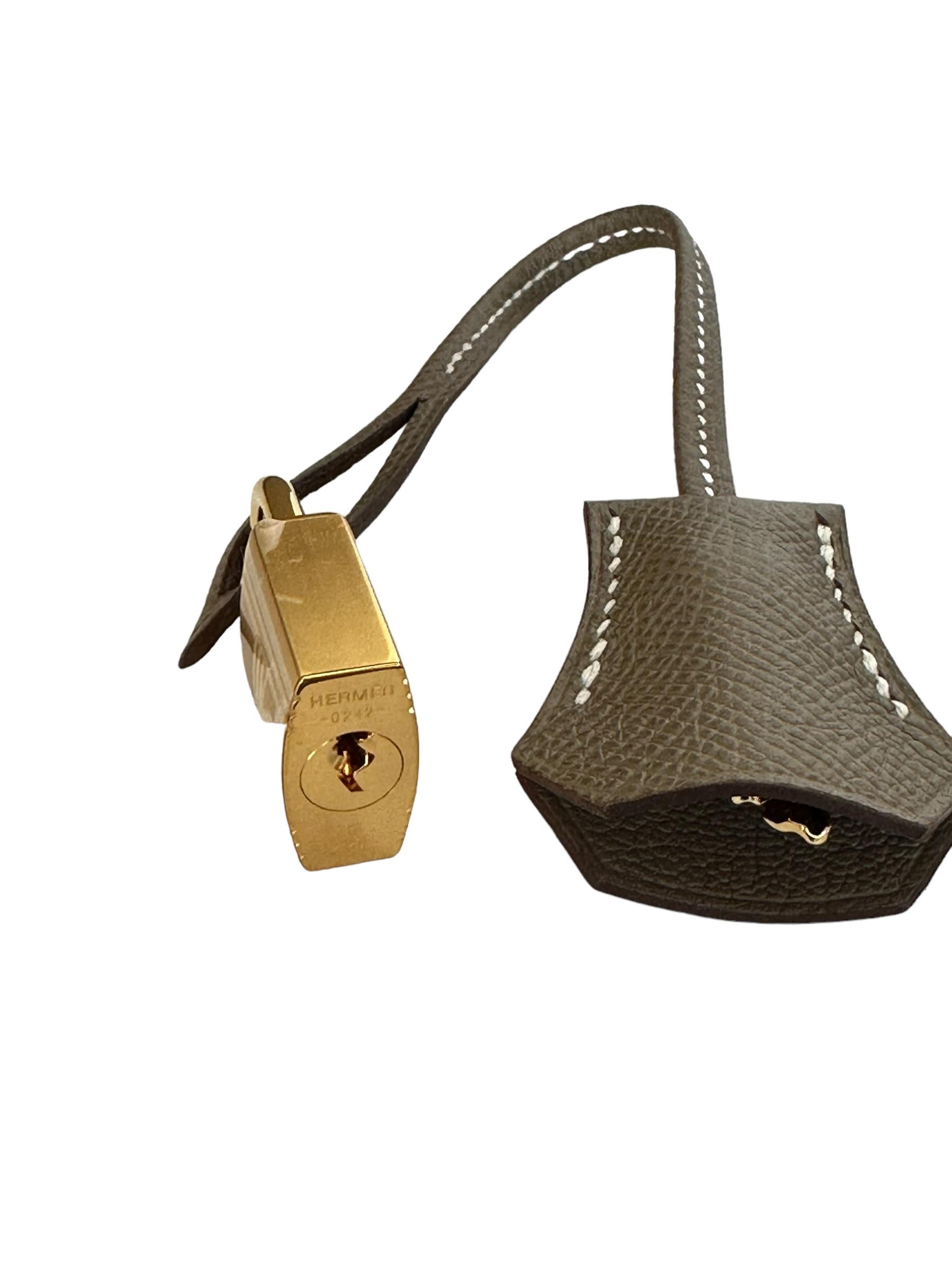 Hermes Etoupe Kelly 25  Epsom Sellier Bag Gold Hardware U  1