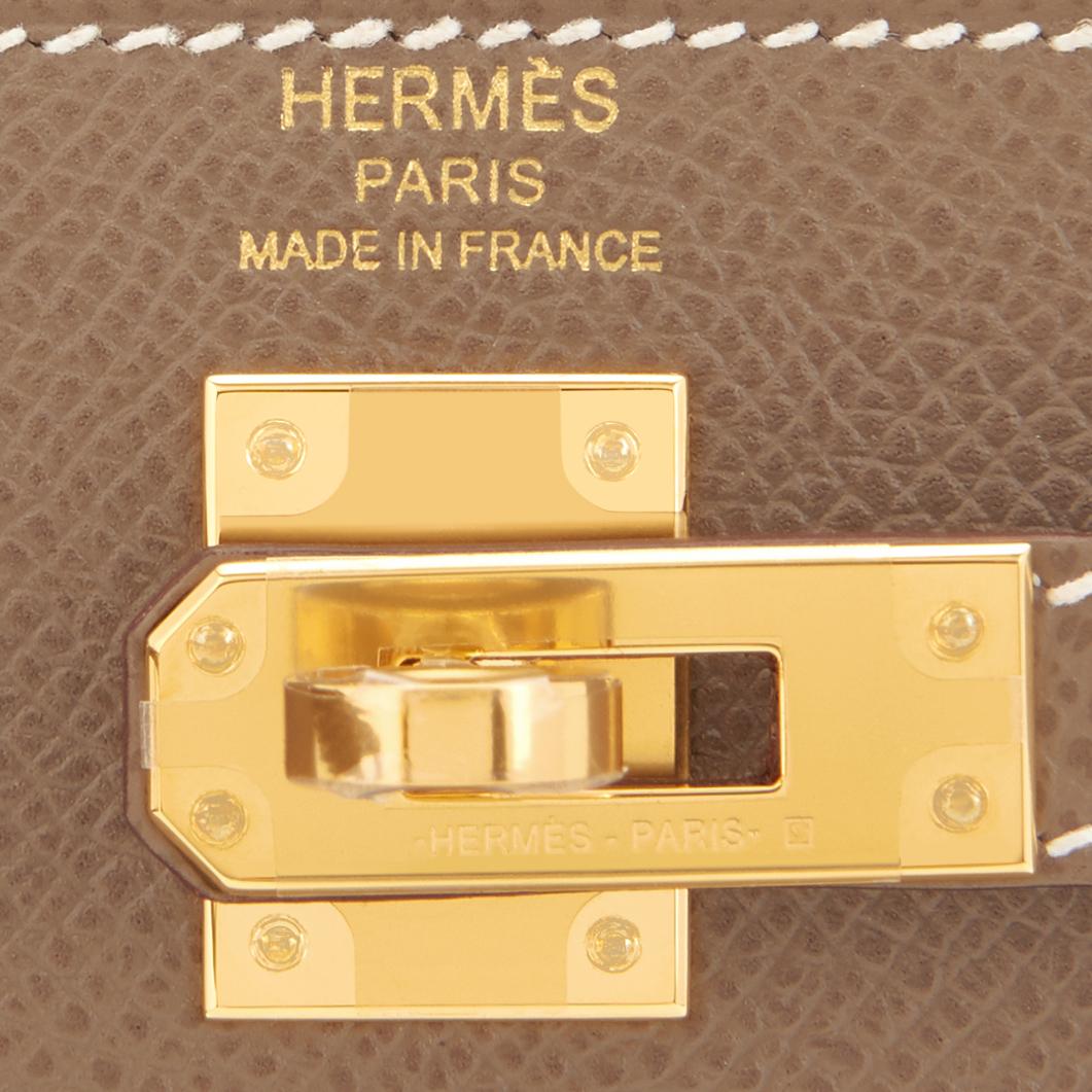 Hermes Etoupe Kelly 25cm Gold Hardware Sellier Shoulder Bag Z Stamp, 2021 2