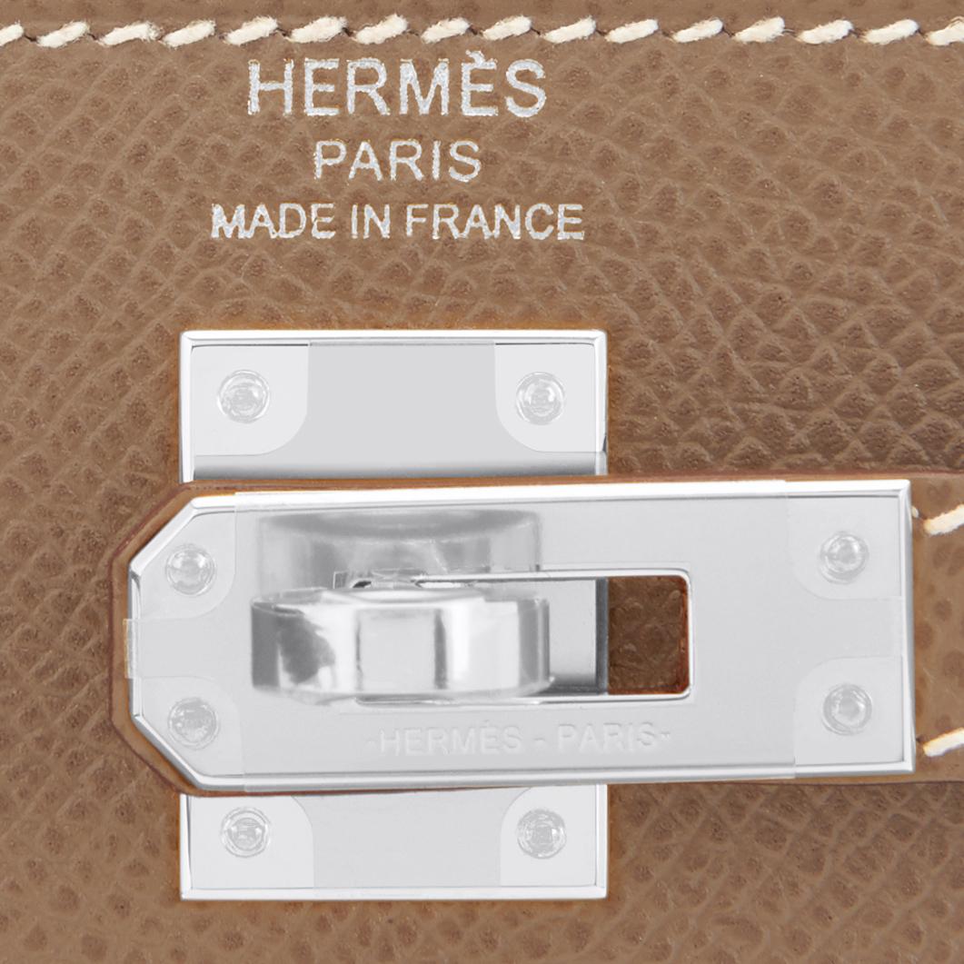 Hermes Etoupe Kelly 25cm Sellier Shoulder Bag Palladium Z Stamp, 2021 2