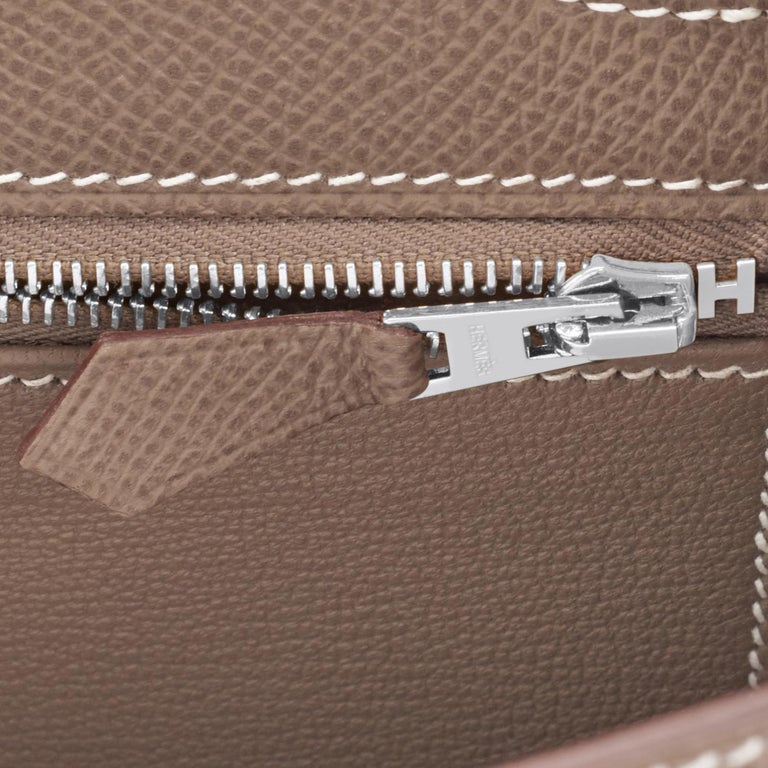 Hermes Etoupe Kelly 25cm Sellier Shoulder Bag Palladium Z Stamp, 2021 For Sale 4