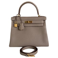 Hermes Etoupe Kelly Retourne 28 Togo Tasche Gold Hardware