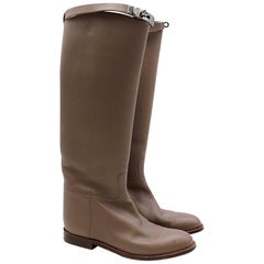 Hermes Etoupe Kelly Riding Boots 38