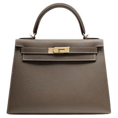 Hermès Etoupe Kelly Sellier 28 Epsom Gold Hardware