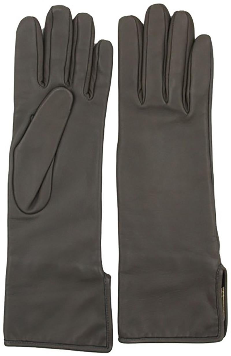 Hermès Etoupe Lambskin Gloves In New Condition For Sale In New York, NY
