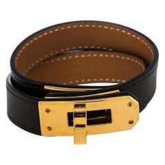 Hermés Étoupe Leather Mini Kelly Double Tour Bracelet XS