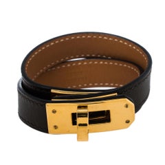 Hermés Étoupe Leather Mini Kelly Double Tour Bracelet XS