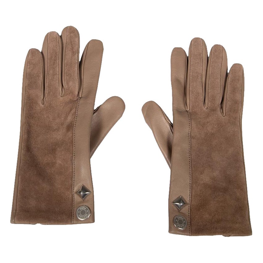 Guanti in pelle e camoscio Hermès Étoupe