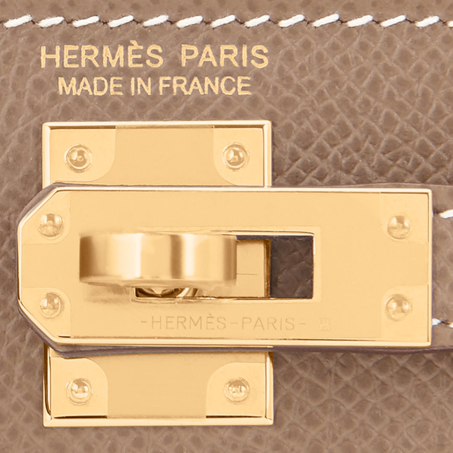 Hermes Etoupe Mini Kelly 20cm Epsom Tasche Gold Hardware Neu in Box 1
