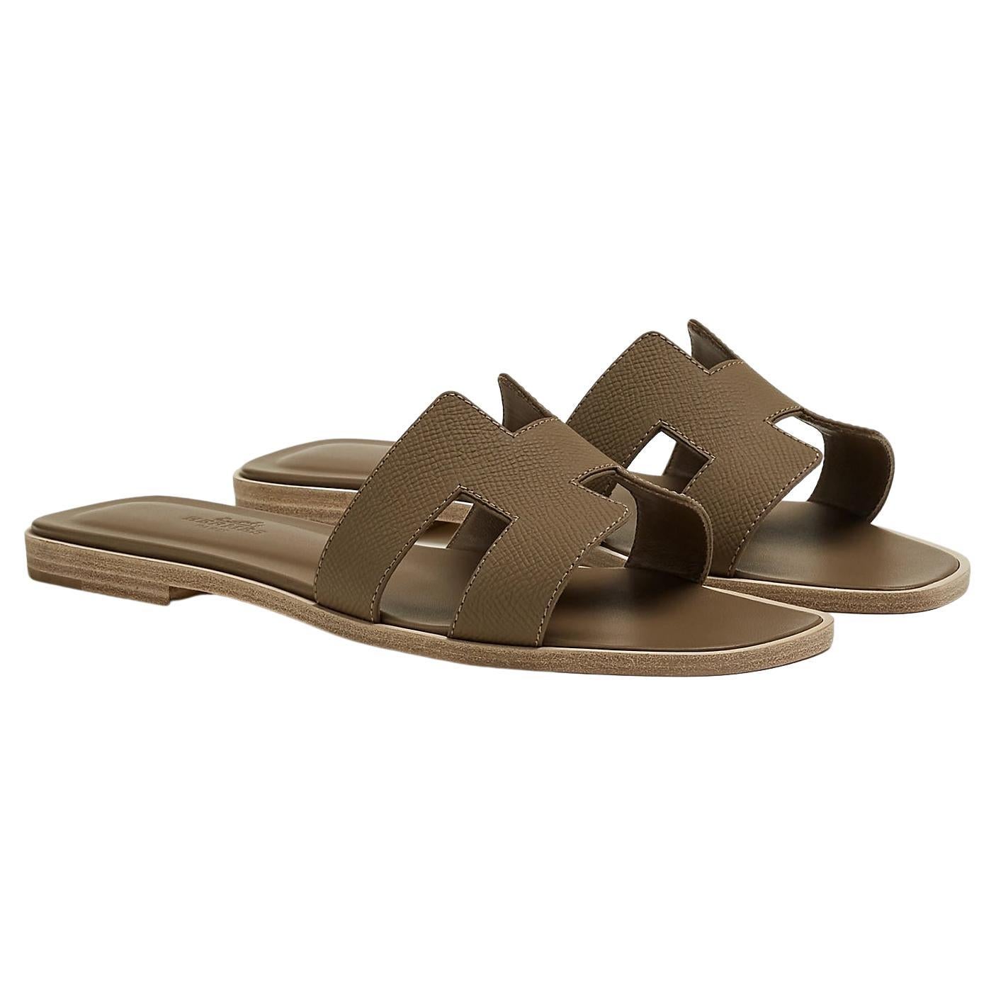 Hermes Black Oran sandal Size 39 For Sale at 1stDibs