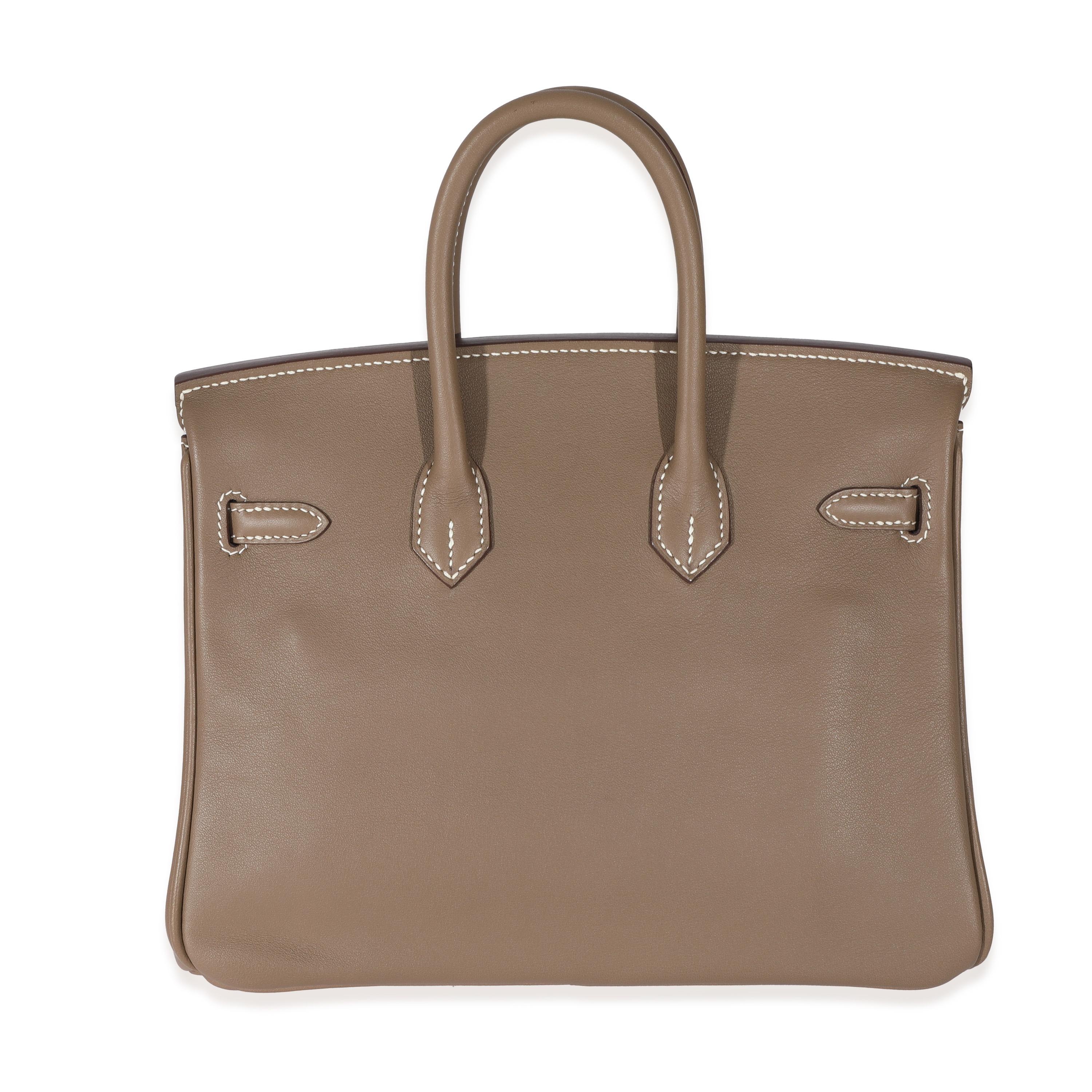 Hermes Etoupe Swift Birkin 25 GHW In Excellent Condition For Sale In New York, NY