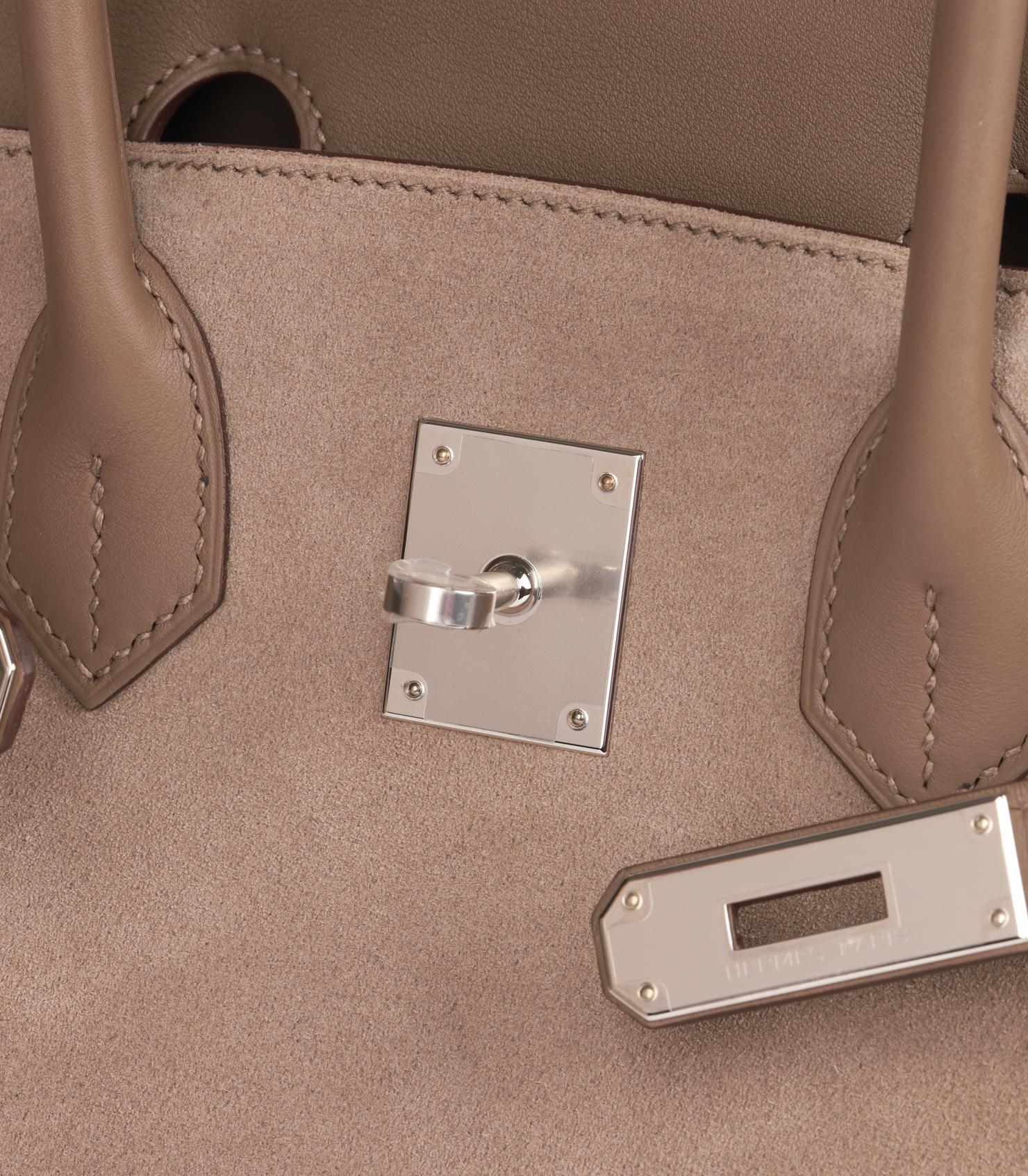 Hermès Etoupe Swift & Gris Caillou Chamois Grizzly Suede Birkin 30cm Retourne 3