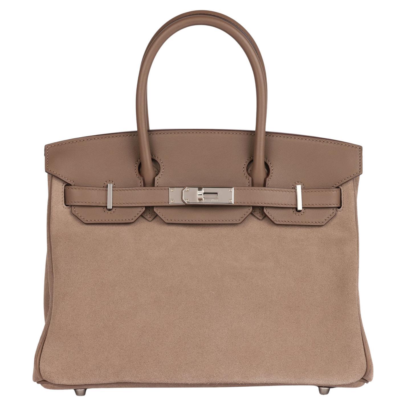 Hermès Etoupe Swift 
Gris Caillou Chamois Grizzly Suede Birkin 30cm Retourne