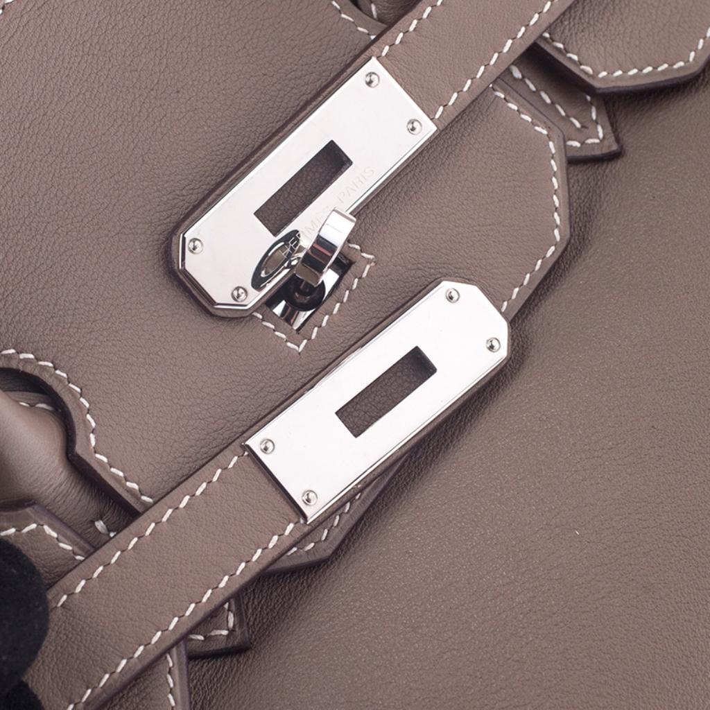 Hermes Etoupe Swift Leather Palladium Hardware Birkin 35 Bag 5