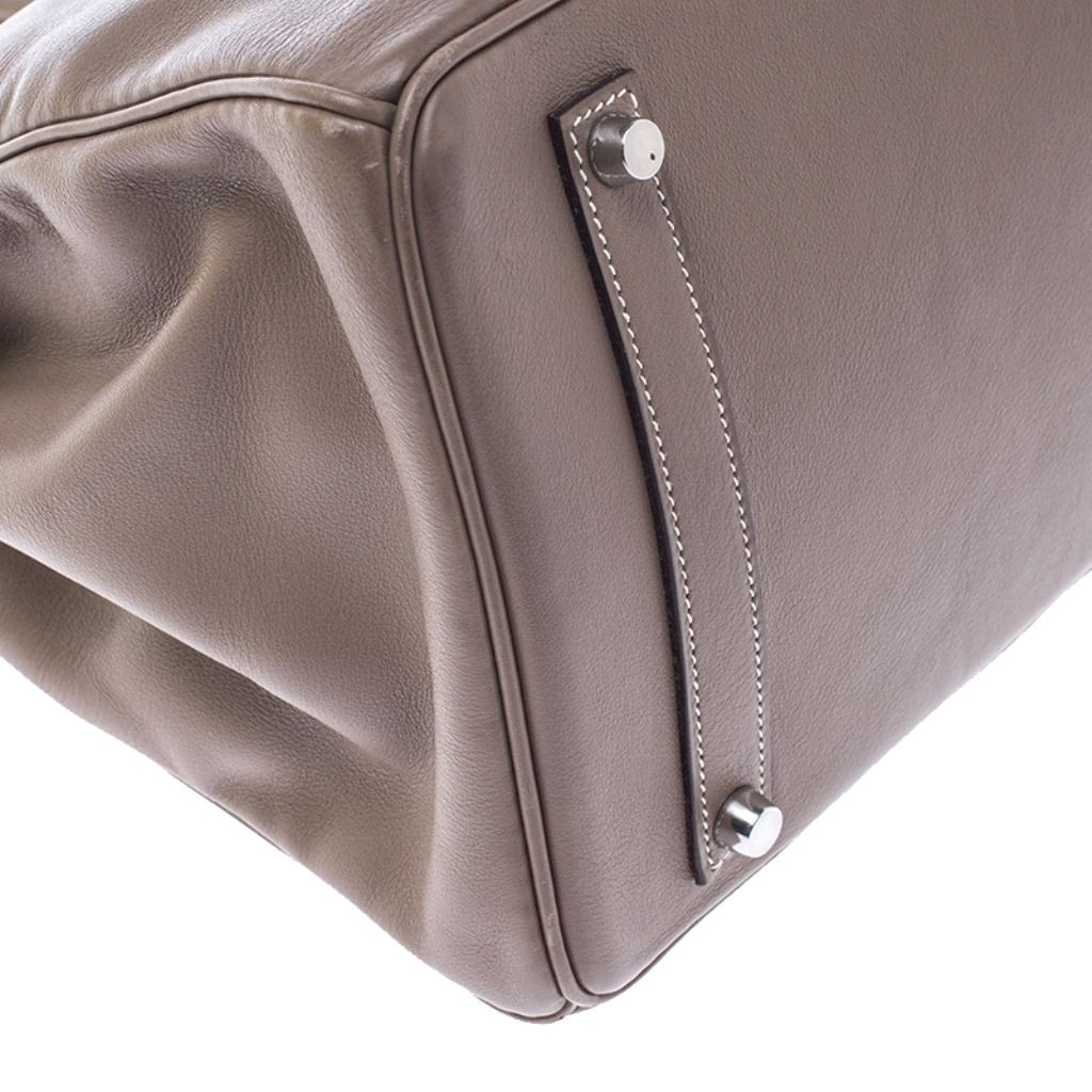 Hermes Etoupe Swift Leather Palladium Hardware Birkin 35 Bag 6