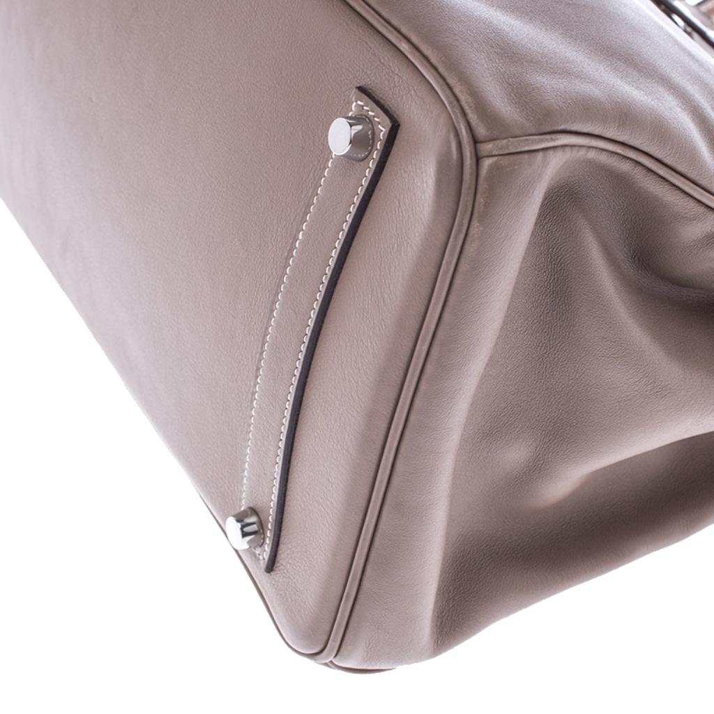 Hermes Etoupe Swift Leather Palladium Hardware Birkin 35 Bag 7