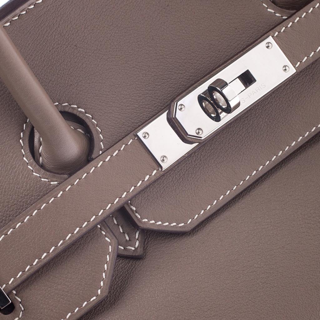 Hermes Etoupe Swift Leather Palladium Hardware Birkin 35 Bag 4