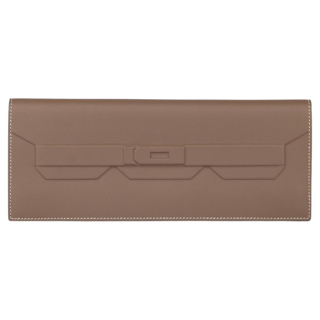Hermès Etoupe Swift Leather Shadow Birkin Cut Clutch